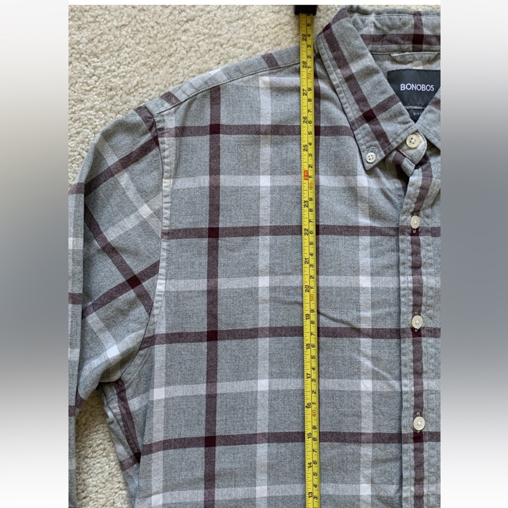 Bonobos Button Down Shirt Mens XL Slim Fit Gray Plaid Long Sleeve Cotton Office - Picture 9 of 10